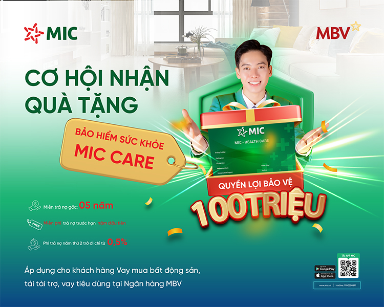 Cơ hội nhận quà tặng miễn phí Bảo hiểm sức khỏe MIC Care quyền lợi 100 triệu đồng dành cho khách hàng MIC & MBV